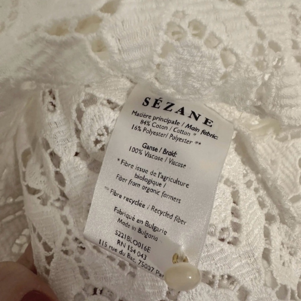 Sezane Eglantine White Blouse Size S Eu 36 NWT - Picture 7 of 7